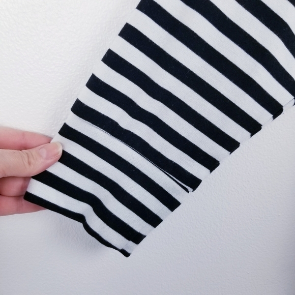Loft Black & White Striped Mock Neck Top - Picture 3 of 7